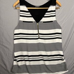 Express Women's Black and White Striped Tank Top